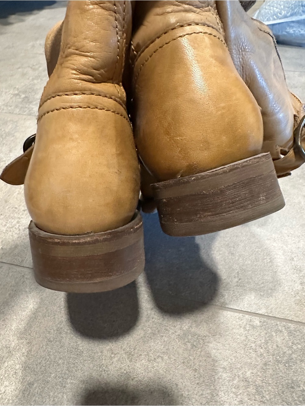 Women's Frye Slouch Camel Tan Leather Mid-Calf Boots - Picture 9 of 9
